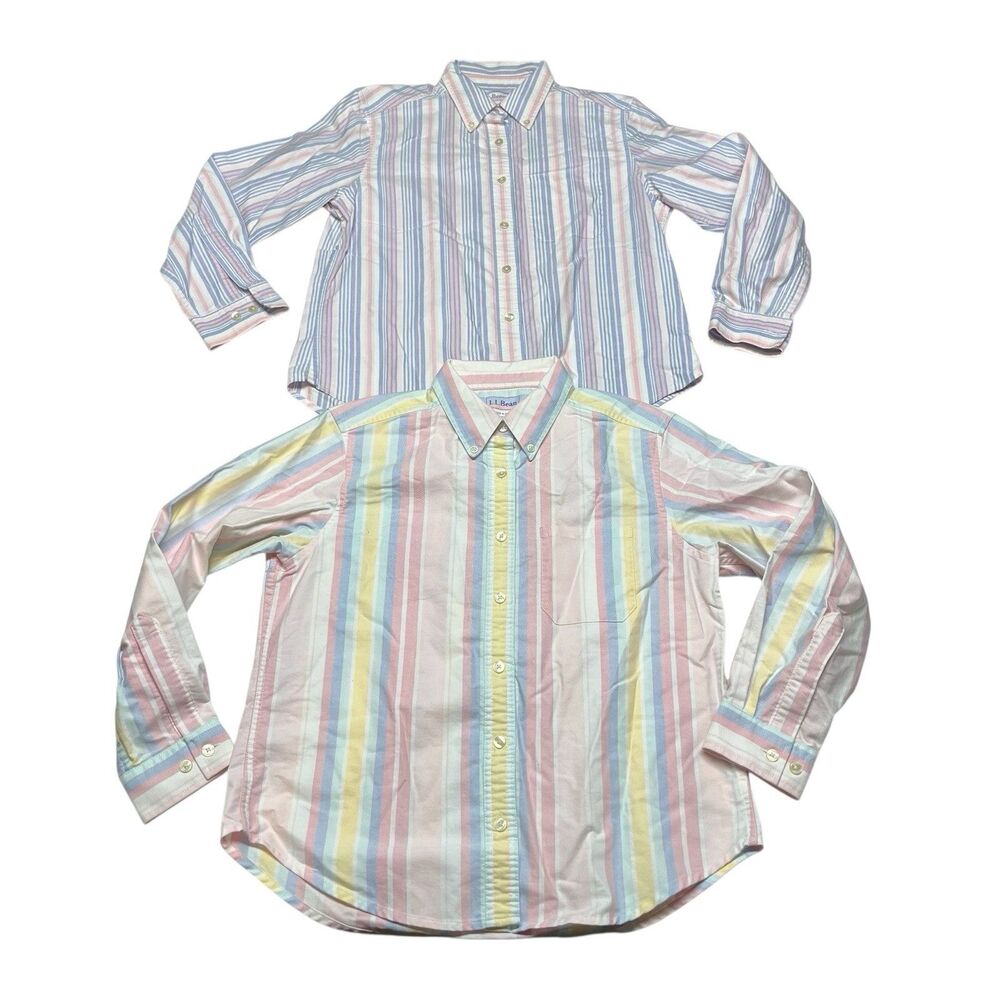 LL Bean Striped Button Down Shirt Long Sleeve
